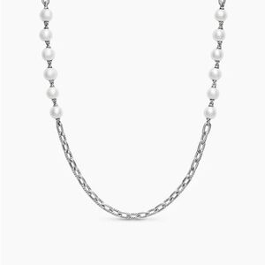 David Yurman Silver and White Pearl Necklace DY MADISON® CHAIN NECKLACE 6MM